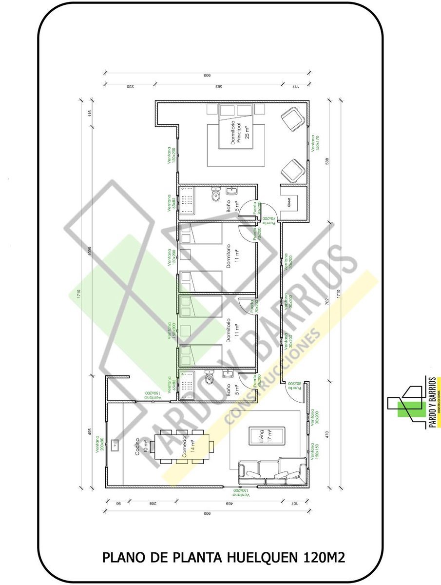 Plano del Modelo Huelquen 120m2