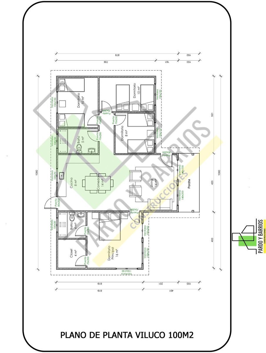 Plano del Modelo Viluco 100m2